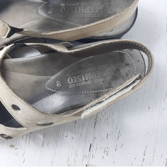 Mephisto Polly Leather Wedge Sandals Light Sand Size 40​​ - Picture 3 of 6